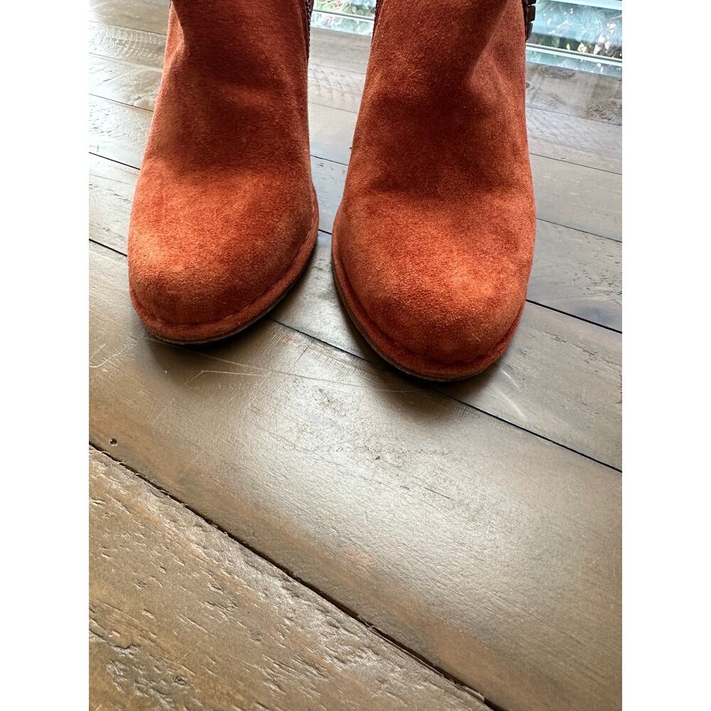 Frye Madeline Orange Suede Trim Short Ankle Booties Size 8.5 - Picture 3 of 6